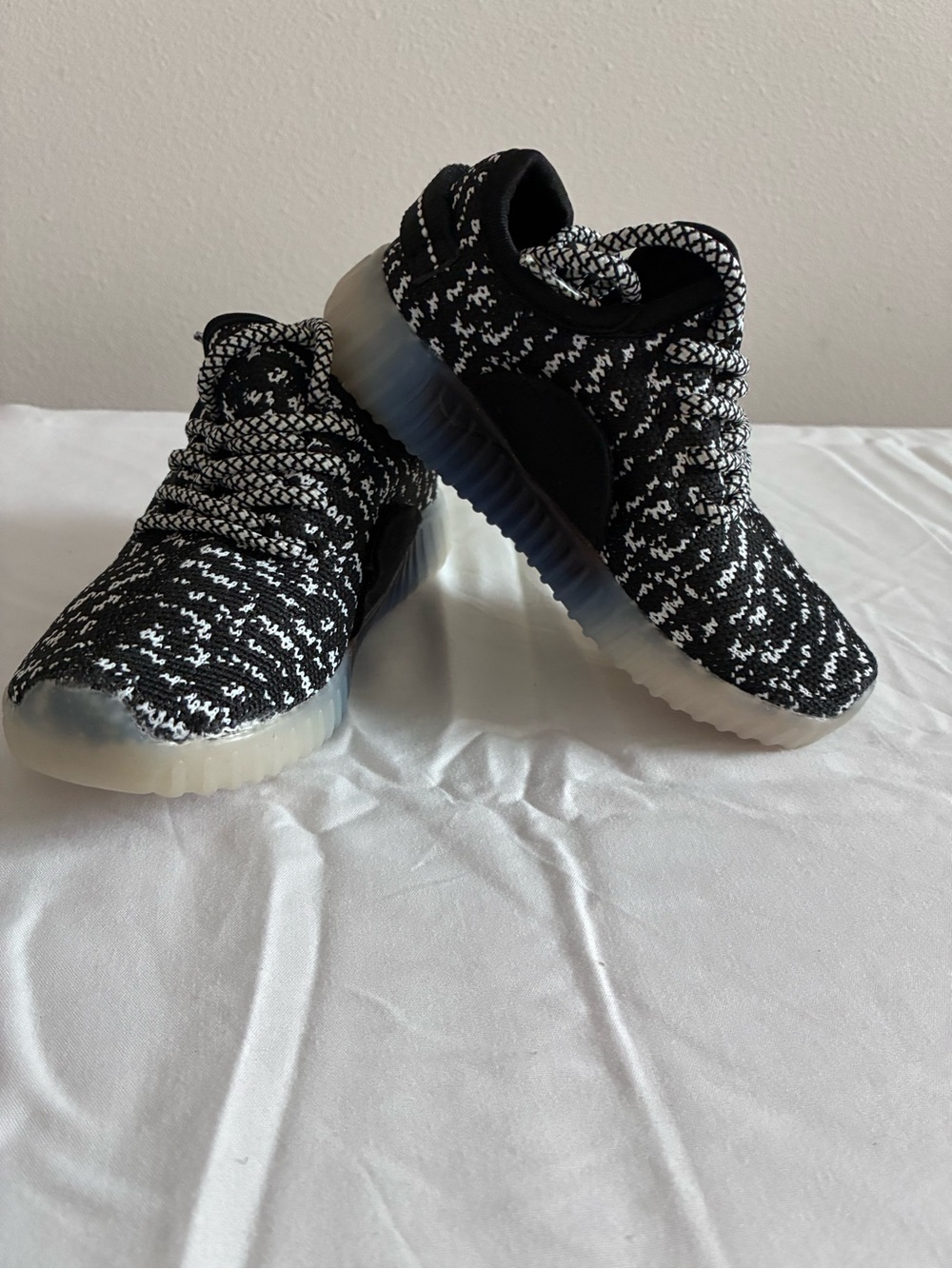 Kids Light Up Knit Slip-On Sneakers with Translucent Sole